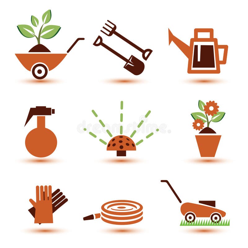 Gartenwerkzeugikonen eingestellt lizenzfreie abbildung Gartenwerkzeugikonen eingestellt lizenzfreie abbildung