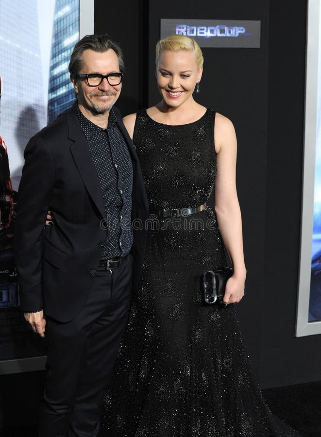 LOS ANGELES, CA - FEBRUARY 10, 2014: Gary Oldman & Abbie Cornish at the premiere of their movie RoboCop at the TCL Chinese Theatre, Hollywood.