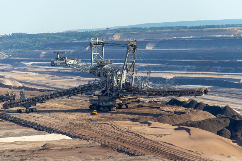 Garzweiler, Germany: Coal Opencast Mine with Giant Excavator in the Pit ...