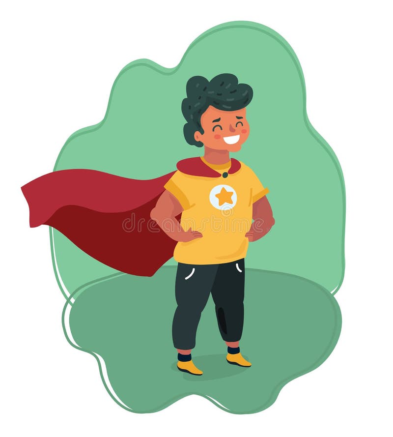 Garçon courageux comique dans le costume de super héros illustration libre de droits Garçon courageux comique dans le costume de super héros illustration libre de droits