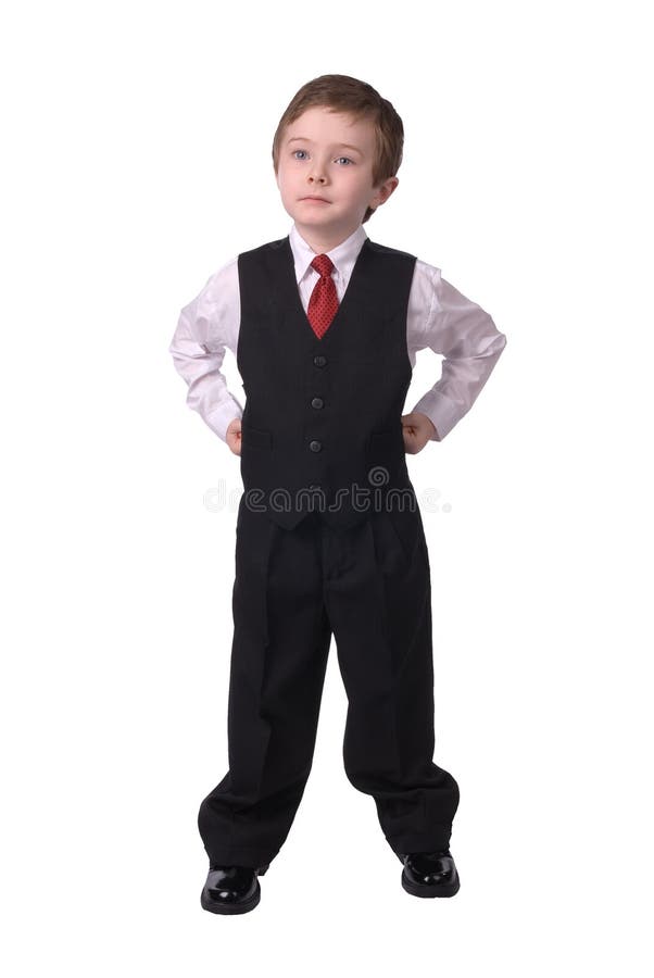 Confident handsome attractive young boy dressed in suit looks off to his bright future on white background. Confident handsome attractive young boy dressed in suit looks off to his bright future on white background.