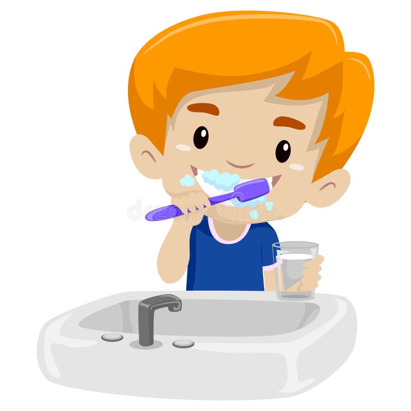 Garçon d'enfant se brossant les dents illustration de vecteur Garçon d'enfant se brossant les dents illustration de vecteur