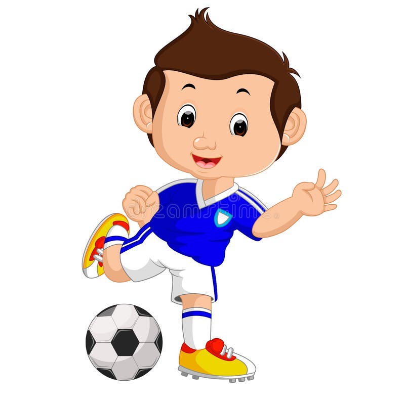 Garçon de dessin animé jouant au football illustration stock Garçon de dessin animé jouant au football illustration stock