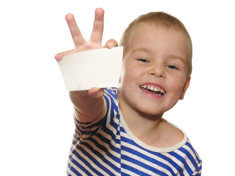 Garçon de sourire avec la carte pour le texte image stock Garçon de sourire avec la carte pour le texte image stock
