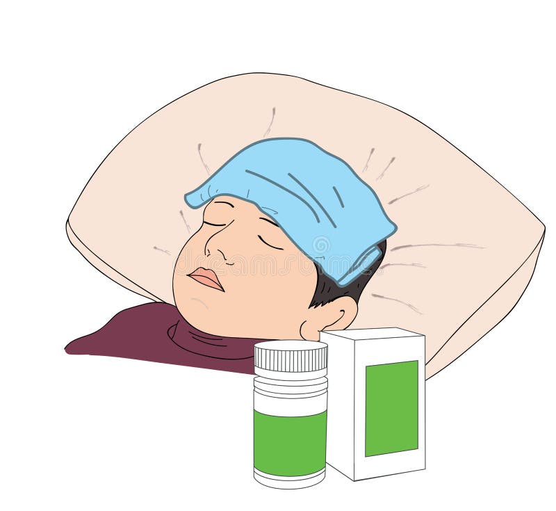 Garçon malade dans le lit avec des symptômes de fièvre Illustration de vecteur illustration de vecteur Garçon malade dans le lit avec des symptômes de fièvre Illustration de vecteur illustration de vecteur