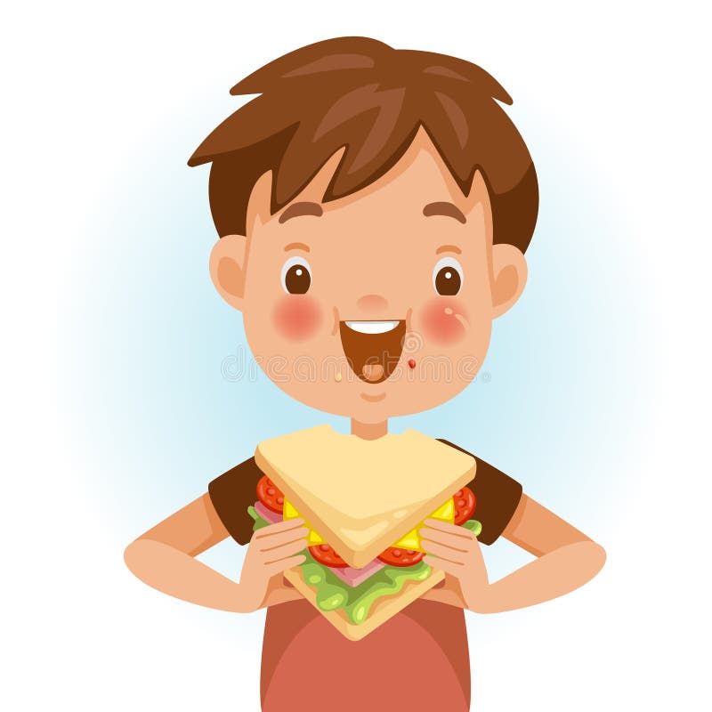 Garçon mangeant le sandwich
