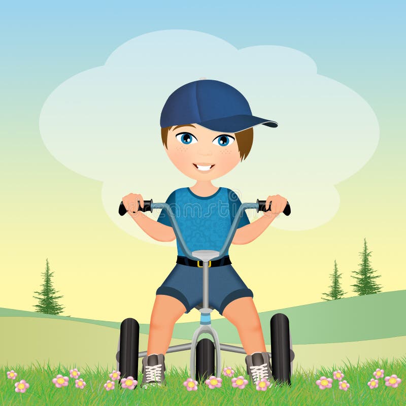 Garçon sur le tricycle illustration de vecteur Garçon sur le tricycle illustration de vecteur
