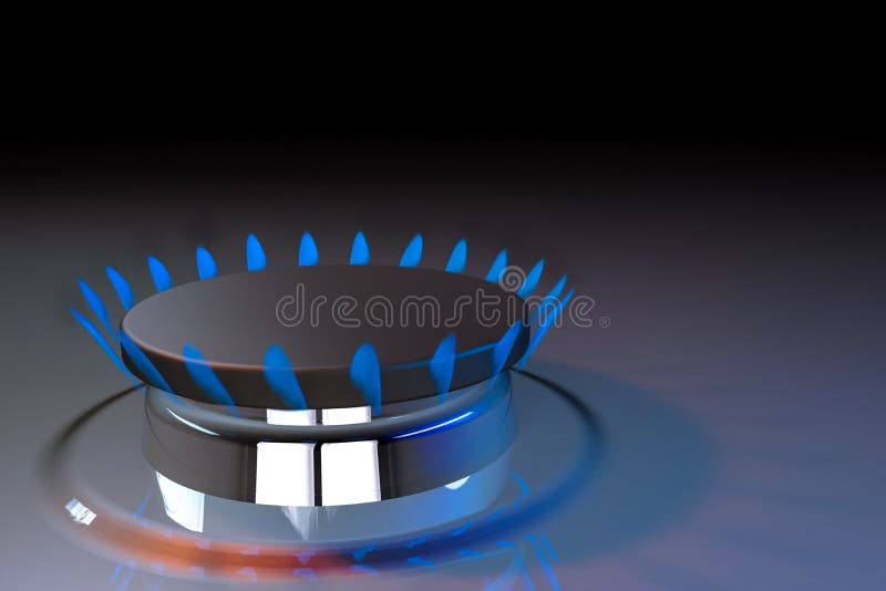 Gas Blue Flame Kitchen Cook Fire Butane 3d Rendering Stock Image