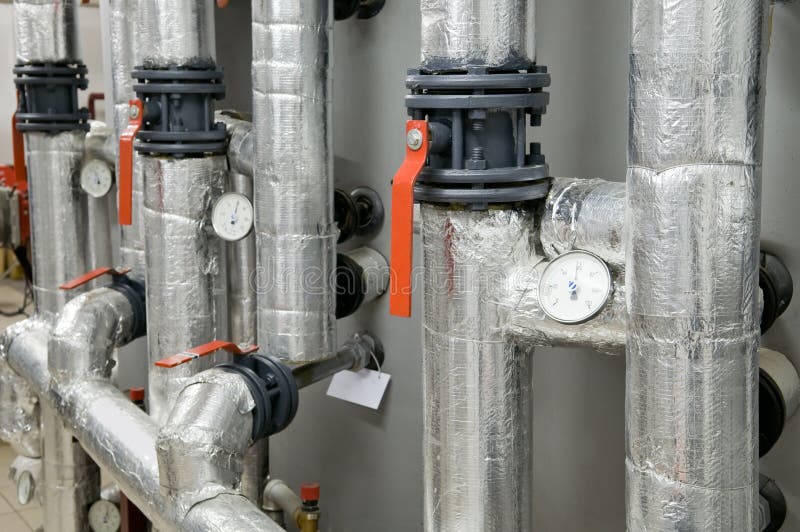 Gas boiler room equipment stock photography