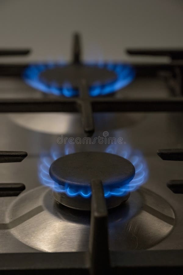 Gas Burner on Kitchen Stove Stock Photo Image of black, glowing