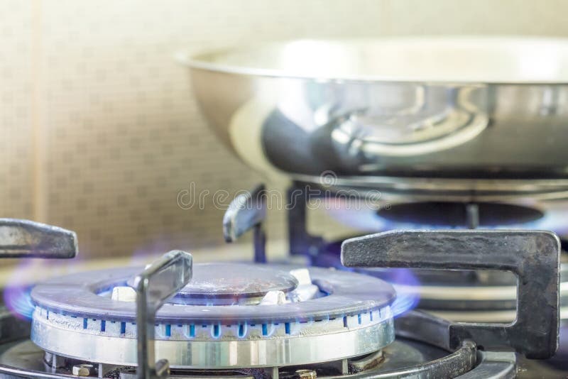Gas Burning from a Kitchen Gas Stove Stock Photo Image of appliance