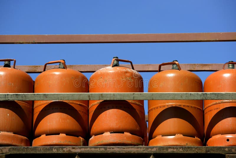 Gas butano color Naranja. Orange Gas Racks stock photo Gas butano color Naranja. Orange Gas Racks stock photo