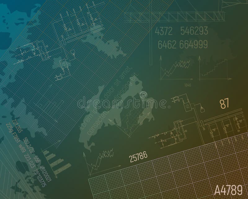 Gas Condensing Boiler On The Blueprint. Heating System Vector