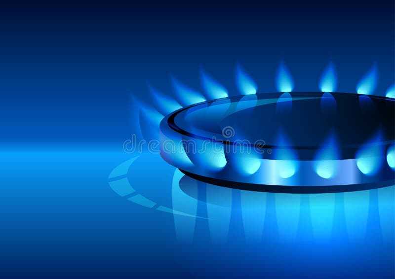 Gas Flame with Blue Reflection. Vector Background Stock Illustration Illustration of cooker