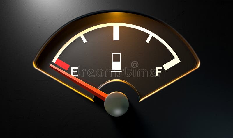 Gas Gage Illuminated Empty stock de ilustración Gas Gage Illuminated Empty stock de ilustración