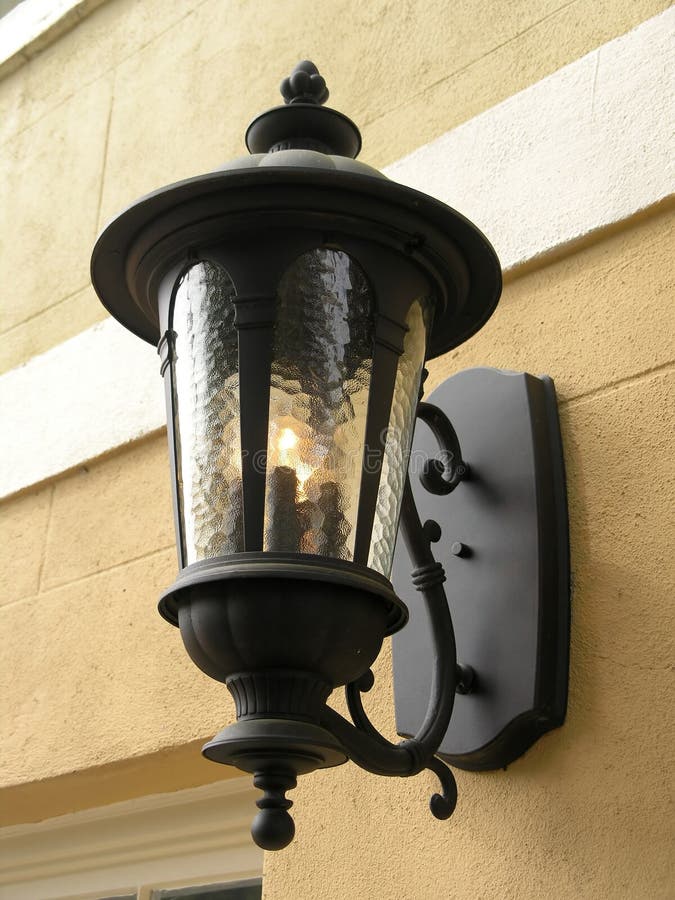 Gas Lamp Fixture Yellow Wall Stock Photo Image of vintage, lamp
