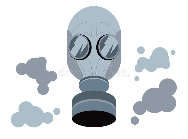 Gas mask Isolated. air Army equipment Mask with side filter in grey color isolated vector illustration. Chernobyl gas illustrations
