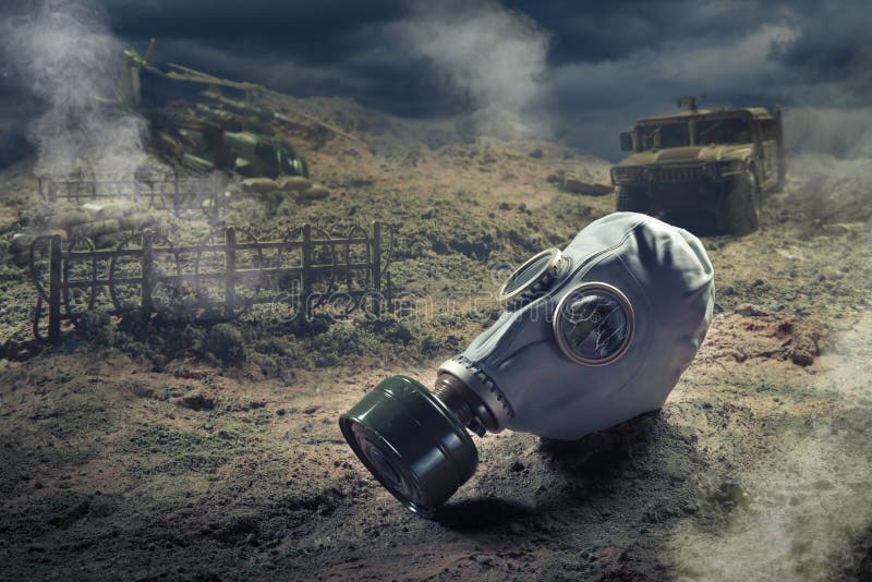 Gas mask in quemical war royalty free stock photos