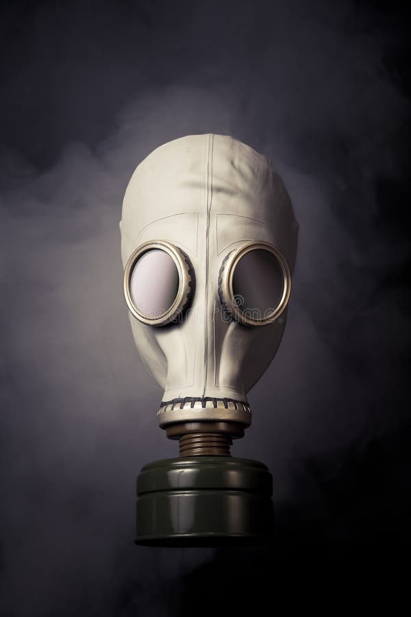 Gas Mask with Smoke on a Blue Bakground Stock Image Image of pollution, business 26696439