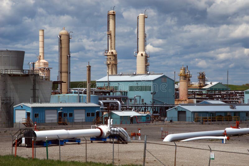 Plynové zařízení zařízení poblíž Cochrane, Alberta.