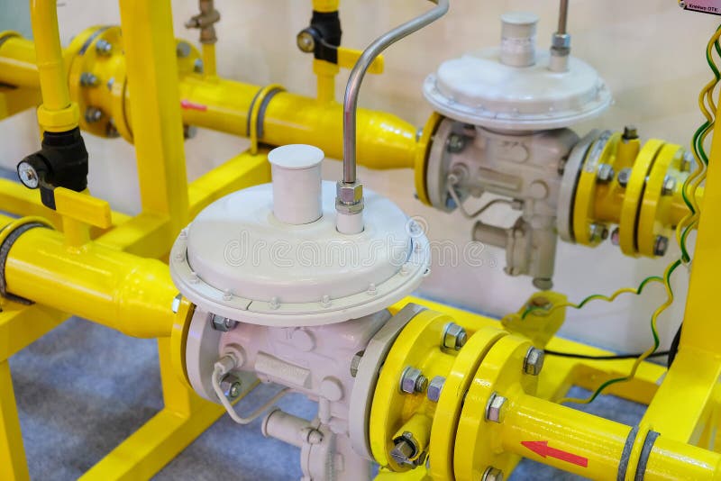 Control Valve Or Pressure Regulator In Oil And Gas Process Stock Image