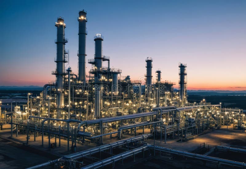 Gas processing plant stock illustration