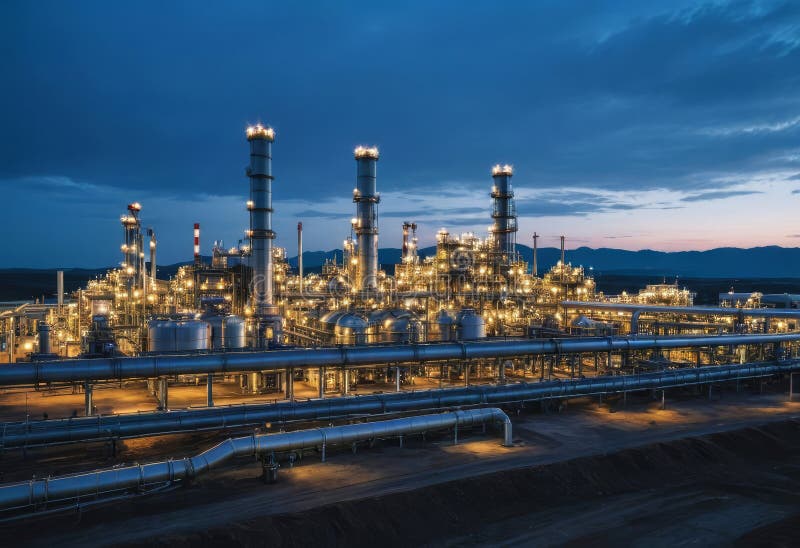 Gas processing plant vector illustration