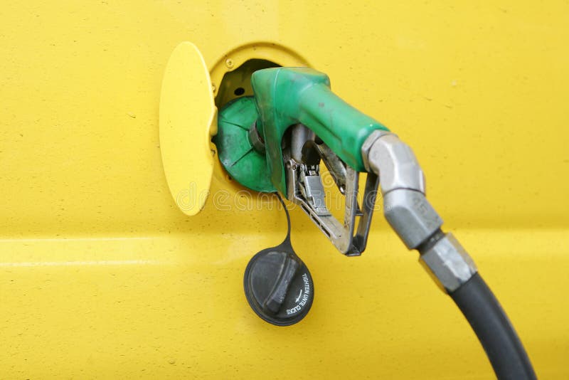 Dirty Gas Pump Nozzle In The Fuel Tank Of A Truck Stock Image Image