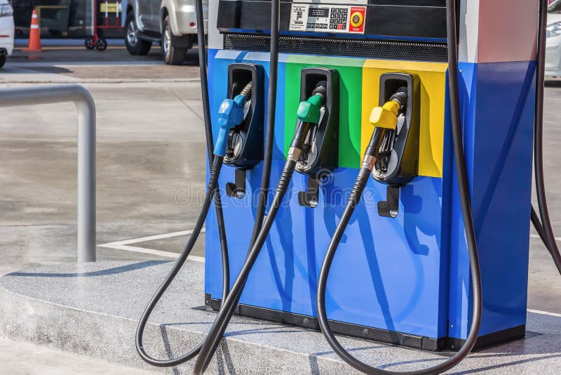 Gas Pump Nozzles in a Service Station Stock Photo Image of drive, benzine 68522406