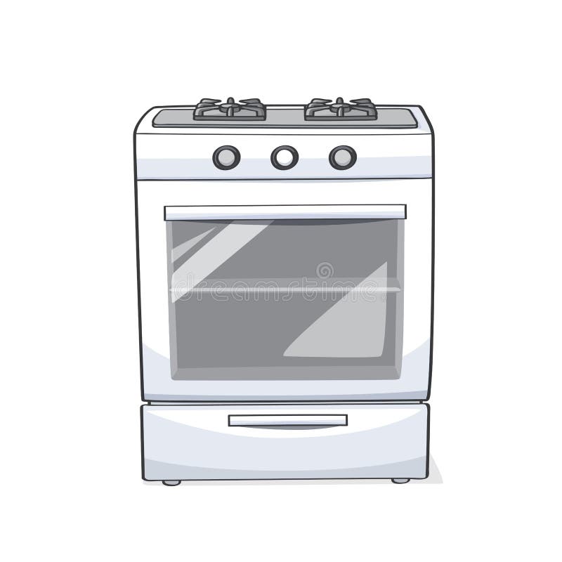 Gas range oven/stove and cooktops stock illustration