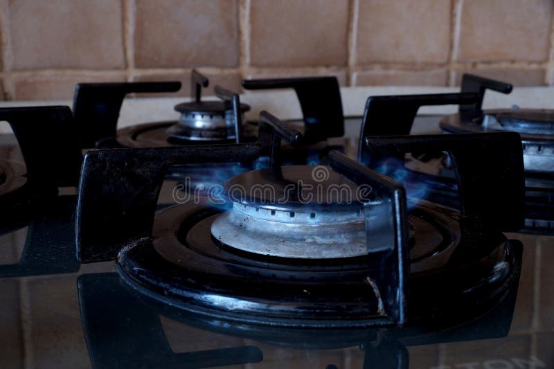 Gas ring on the stove stock photo. Image of pipeline 111733208