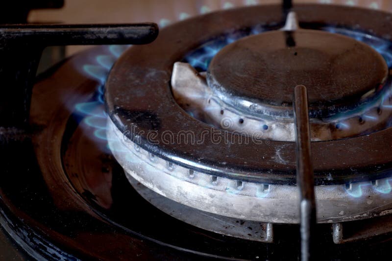 Gas ring on the stove stock photo. Image of connection 183434786
