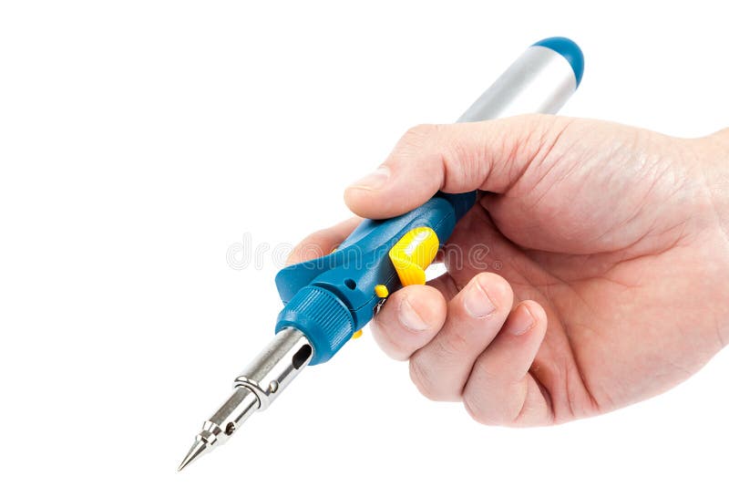 Gas Soldering Iron in Hand on a White Background. Stock Image Image