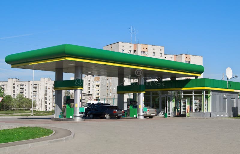 Gas station on a background sky