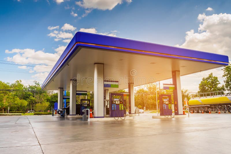 Gas Fuel Station with Clouds Stock Image Image of service, power