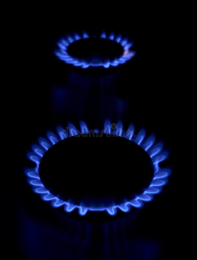 Gas stove as a blue fire stock photo. Image of domestic 45407408