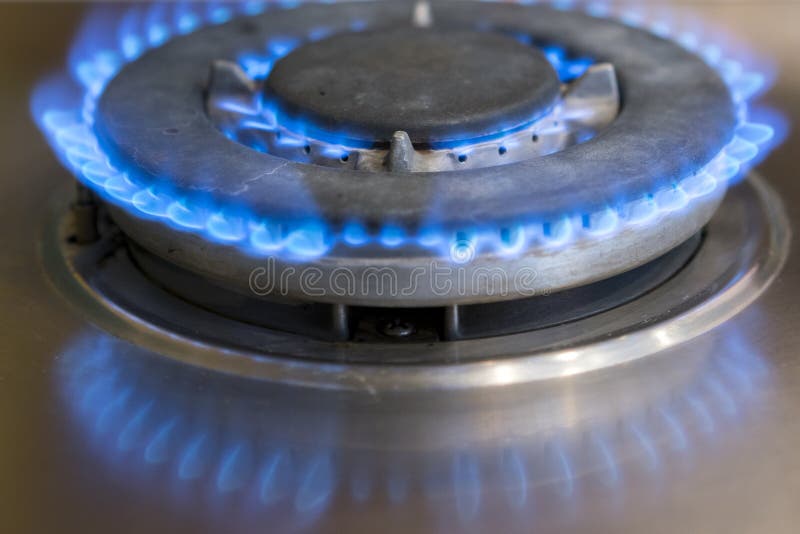 On the Gas Stove, Gas is Burning Stock Image Image of circle