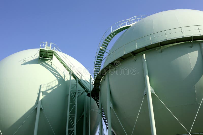 Refinery ladder and tanks stock image. Image of pipe, construction ...