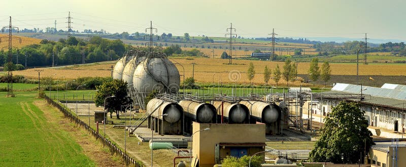 Gas tanks. Gas storage. Natural gas storage tanks, oil tank.