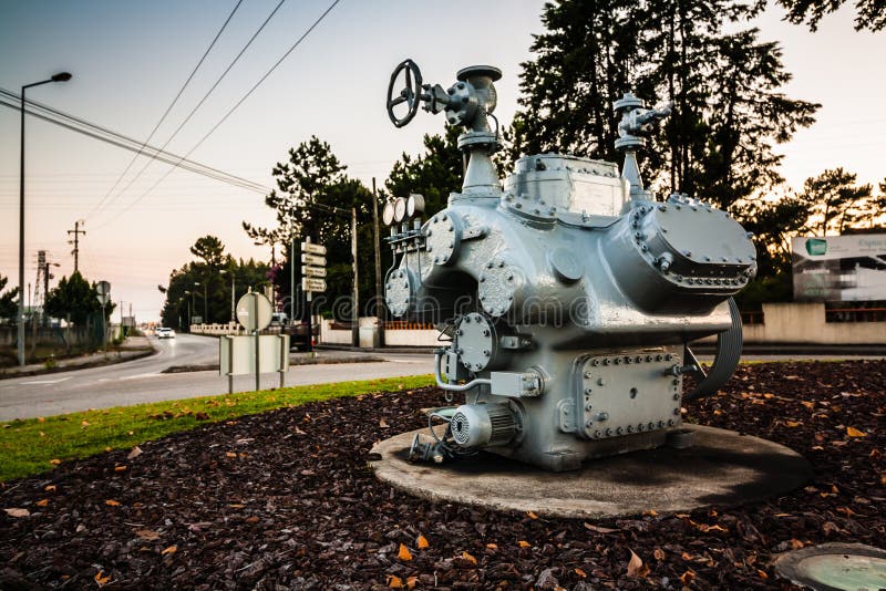 Gas turbine compressor. Gray compressor station for the distribution of natural gas