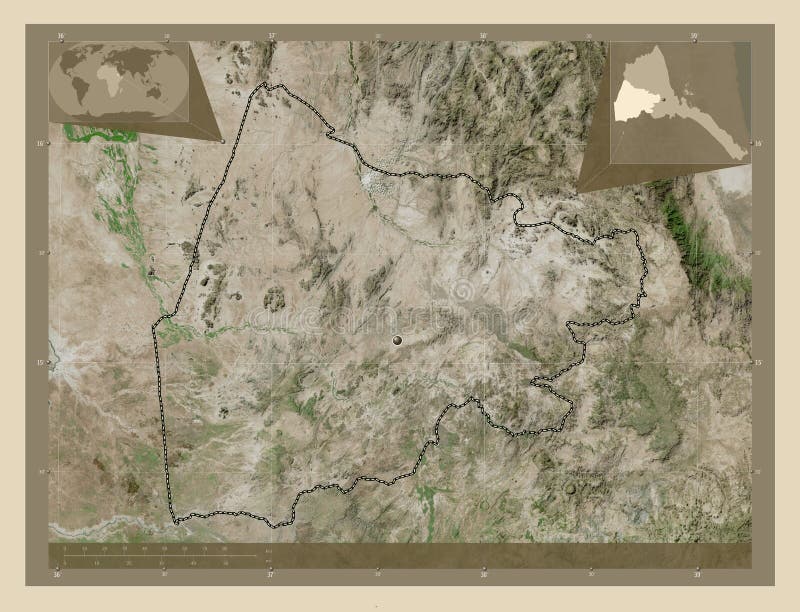 Gash barka eritrea. höjer satellit. kapital stock illustrationer