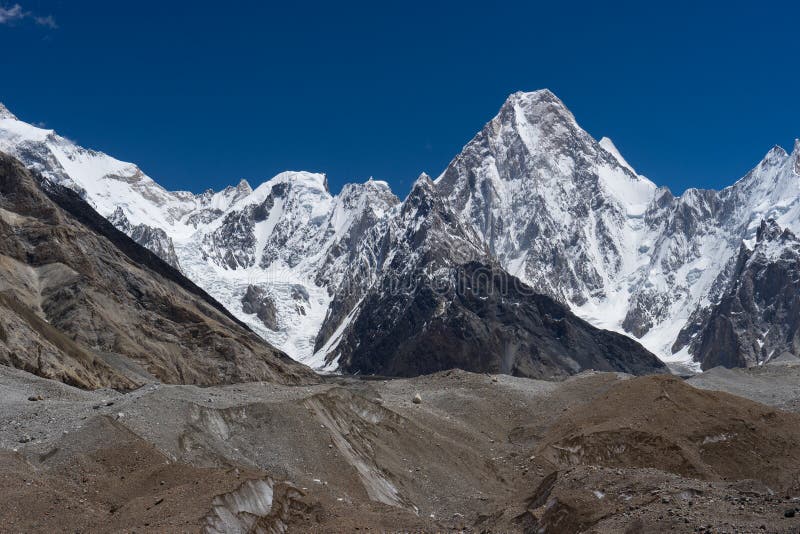 Gasherbrum 4 mountain peak at K2 trekking route along the way to