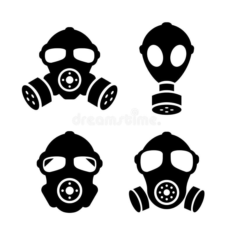Gas mask respirator icon set. Gas mask respirator icon set