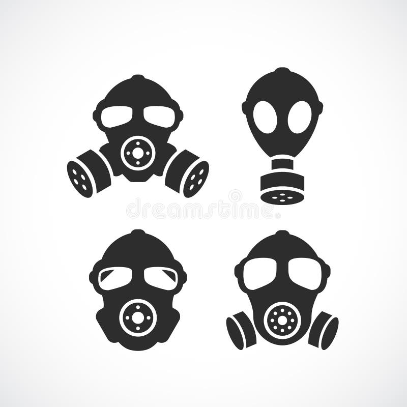 Gas mask respirator vector icons. Gas mask respirator vector icons