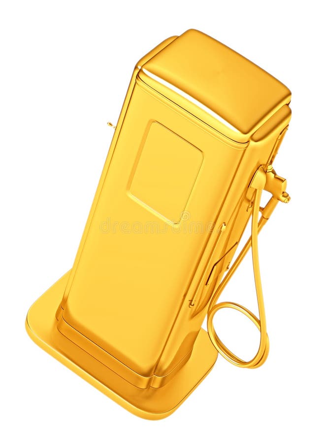 Gasolina cara: bomba de abastecimento dourada isolada ilustração royalty free