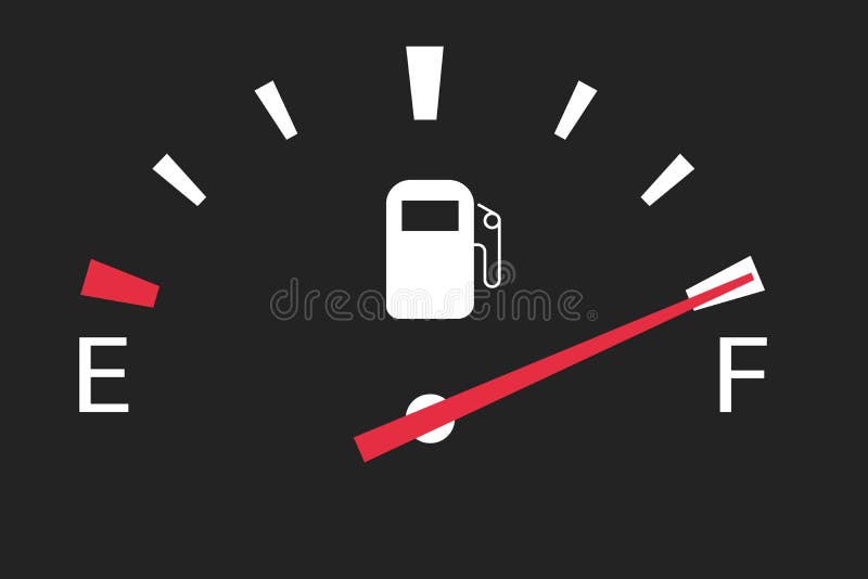 Gasoline Fuel Gauge in the Car at Maximum Full Tank Stock Vector
