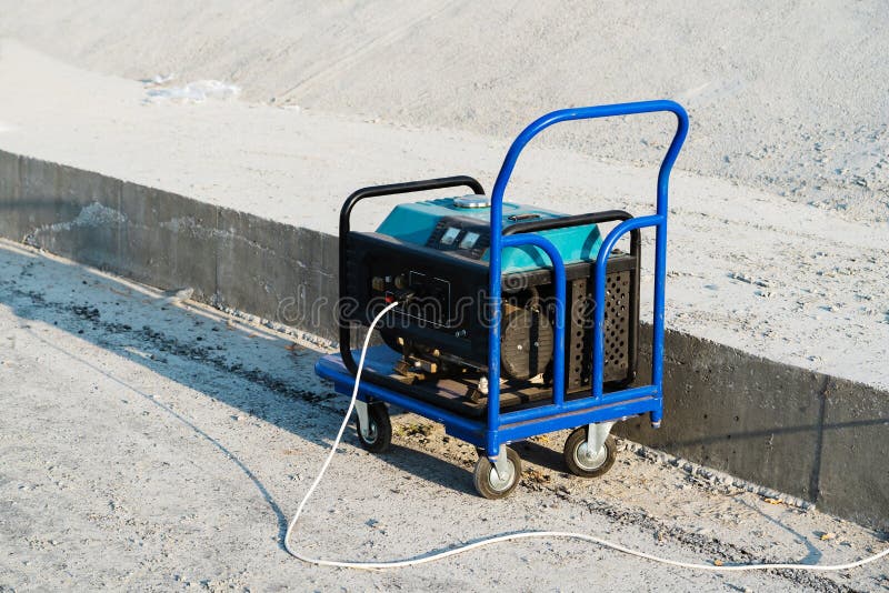 Gasoline Generator at a Construction Site. Portable Equipment for