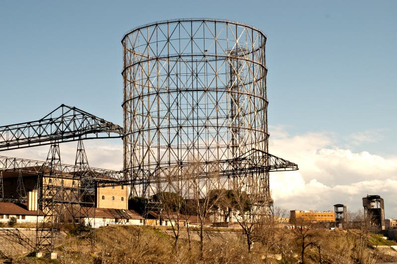 Gasometer in rome stock image. Image of eyesore, gasometre 33389331