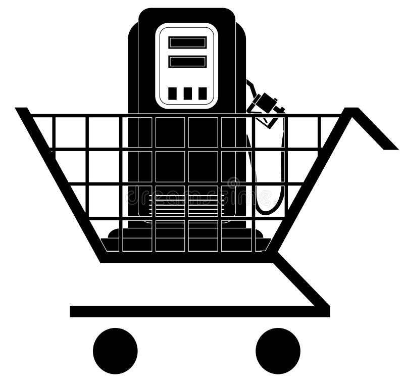 Shopping cart with gas pump - shopping for lowest price. Shopping cart with gas pump - shopping for lowest price