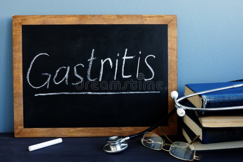 Gastritis Written on a Blackboard in a Hospital. Stock Photo Image of